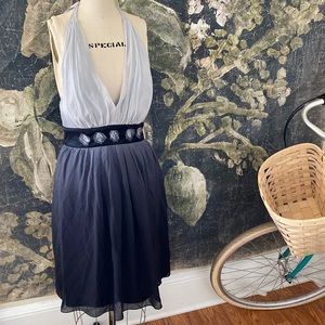 LAST CHANCE 100% silk with crystals halter dress Donna Morgan 6